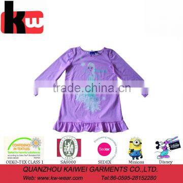 OEM high quality frozen print cute young girl's long sleeves t-shirt