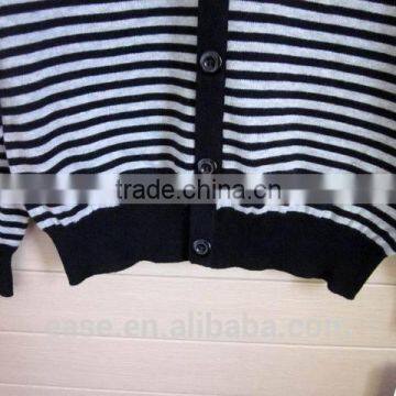 Thin Stripes Black and White Classic Cardigan Men's Button up Sweater photo-2