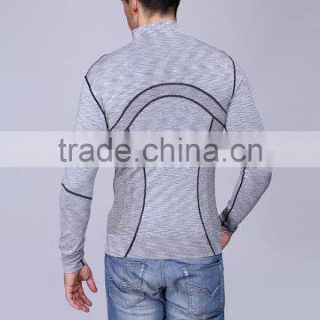 Custom Compression t Shirt Sports Mens Seamless Gym Zipper Jacket photo-2