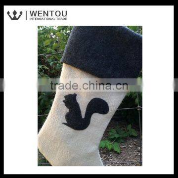 Fashion Personalized Burlap Cute Christmas Stocking photo-4