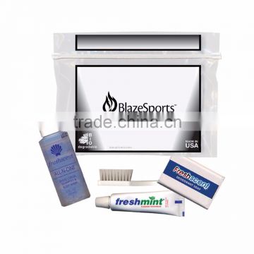 USA Made 3-5 Day Essentials Kit - 3-1 shampoo, body wash and shave cream, toothpaste, toothbrush, soap and comes with your logo