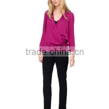 Daily Fit Long Sleeve Wrap-style Lady Blouse for Middle Aged Women photo-5