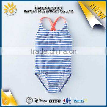 New design custom wholesale cute stripe children swimsuit girls