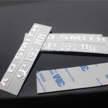 Custom metal plates embossed brand logos 3m labels