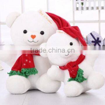 white teddy bear dolls, plush teddy bear with christmas decoration