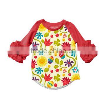 Wholesale Baby Ruffle Raglan T-shirt for Girls With Bunny photo-3