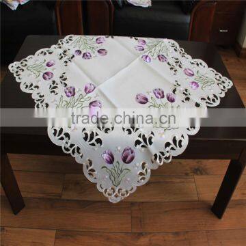 36"*36" polyester embroidery white table clothes