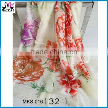 High quality fashion floral print silk scarf manufacturing