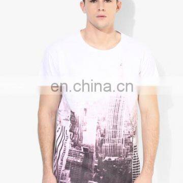 White Printed Round-Neck tshirts,Fitness Contton Tee-Shirts