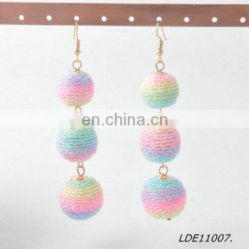 2017 Bon Bon Style Thread Wrapped Ball Drop Earrings