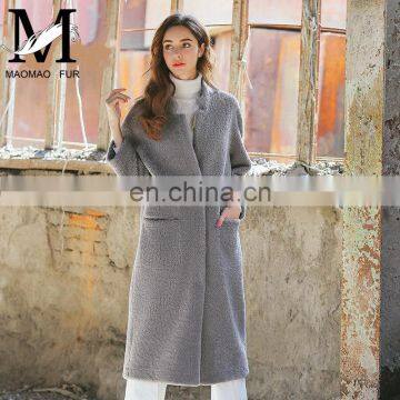 Hot Selling High Quality Wholesale Winter Sheepskin Women Long Leather Coat