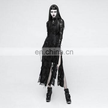 Punk Rave black longsleeve see-through maxi dress OPQ-200