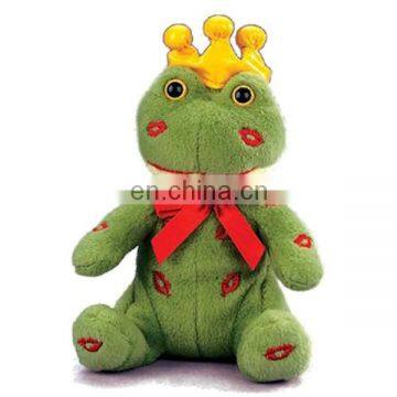 2018 New Valentine Gift Stuffed Soft Plush Frog With Crown Custom Cute Green Frog Plush Toy