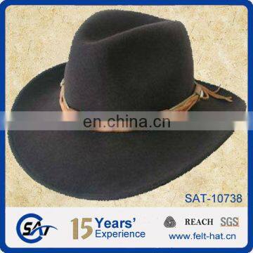 cheap brown pure wool felt cowboy hat for wholesale