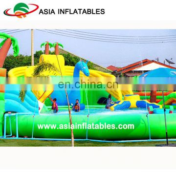 Outdoor Jurassic Period Inflatable Water Park Games For Kids And Adults