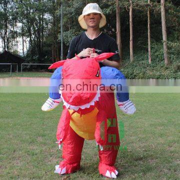 HI CE best selling red dinosaur costume inflatable ride on toys halloween costumes for adults