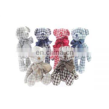 Plaid 100%cotton plush stuffed soft teddy bear