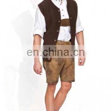 German-Bavarian-Oktoberfest-Trachten-Short-Length-Lederhosen-Men's Leather Shorts antique Tobbaco