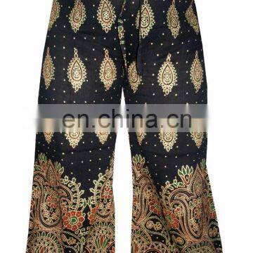 INDIAN RAYON GOLDEN PRINTED PALAZZO PANT WOMEN'S GIPSY YOGA PANTALOON TROUSERS Yoga PANTS Boho hippie gypsy Palazzo wholesale