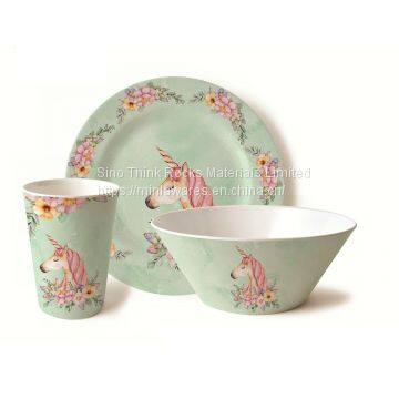 Customized Pattern High Quality Plastic Plates and Bowl 3pcs Turkish Dinner Set With Cup photo-2
