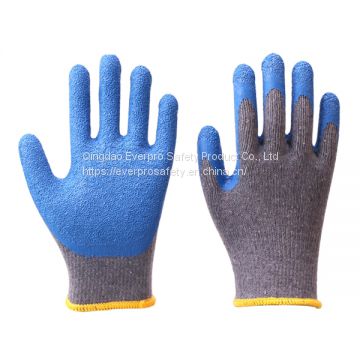 Cheap Price 10G 2yarn Polycotton TC Cotton Liner Latex Rubber Crinkle Palm Coated  Safety Gloves