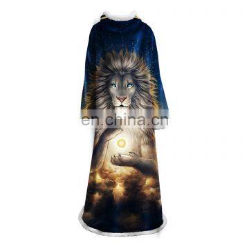 Amazon Hot Sale Wearable Blanket With Sleeves Arms Super Soft Warm Comfy Large Fleece Plush Sleeved TV Throws Wrap Robe Blanket photo-5