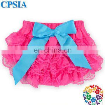 Wholesale Baby Ruffled Bloomers Lace Baby Girl Bloomers,solid Color Baby Diaper Cover photo-2