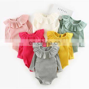 Infants & Toddler Clothes Rib Cotton  Ruffle Princess Baby Girls Romper