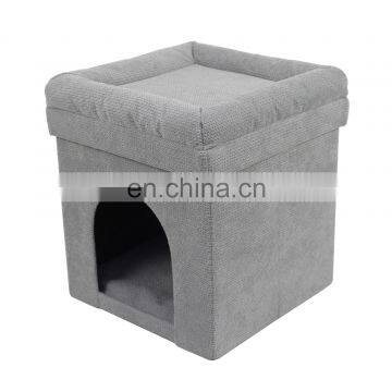 RTS sanding fabrics foldable pet bed/cat house pet functional customized animal folding storage ottoman