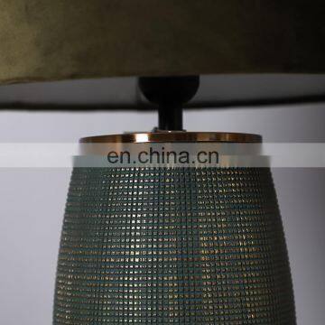 Unique Relief Surface Design Green Cylinder Shape Hotel Ceramic Night Lamp for Living Room photo-3