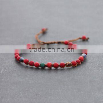 Friendship red wax cord string rope bracelet for sale XE09-0320