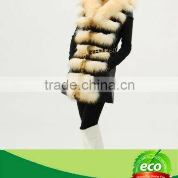 Charming New Style Black and White Natural Pretty Ladies Real Raccoon Dog Fur And Sheepskin Winter Coat