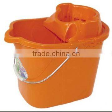 Plastic cleaning mop bucket with wringer and wheels