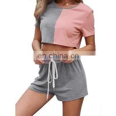 Manufacturer customized LOGO women's spring and summer new casual sports round neck t-shirt 2-piece jogging suit