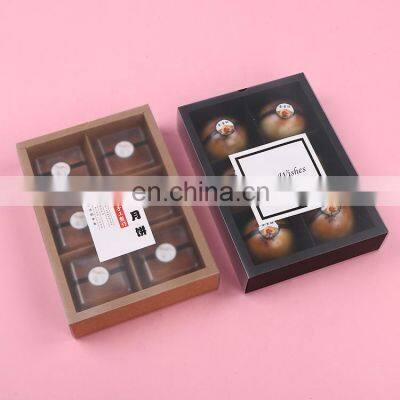 Egg-yolk Puff Drawer Kraft Paper Cookie Box With PET Cover Macaron Dessert Packaging Candy Snacks Packing Boxes for Cake Accept photo-4