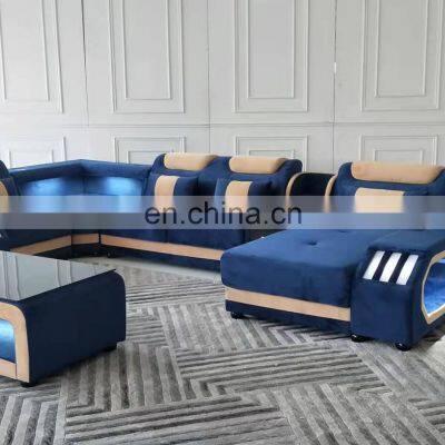 Hot Sale Modern Blue Velvet Leather Fabric Sofa Set Furniture Chesterfield Living Room Sofas