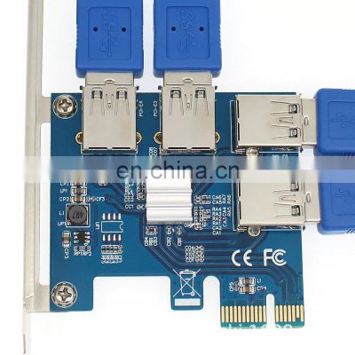 Pcie 1 To 4 Pcie 16x Riser Card Pci-e 1x To 4 Usb 3.0 Pci-e Riser Adapter Port Multiplier Card