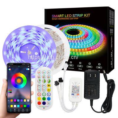 Classical Design 16.4feet (5meter) 12v Dc Rgb Led Strip Light Kit with Power Supply and Controller