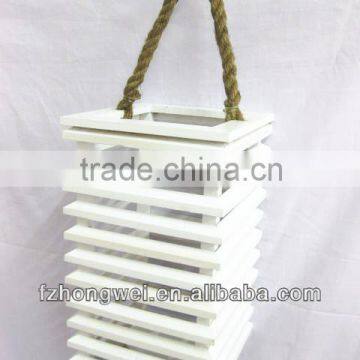 Hongwei Handmade Beautiful Wooden Lantern/Candle Lantern/Candle Holder With Hemp Rope Handle for Home&Garden Decor,Eco-Friendly photo-4