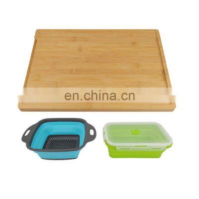 Expandable Bamboo Cutting Board With Containers Over The Sink Cutting Board For Kitchen photo-2