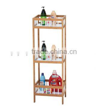 3-tier white bamboo bathroom shelf