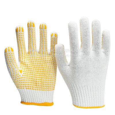 10 gauge Knitted Cotton gloves safety hand protective gloves PVC dotted gloves