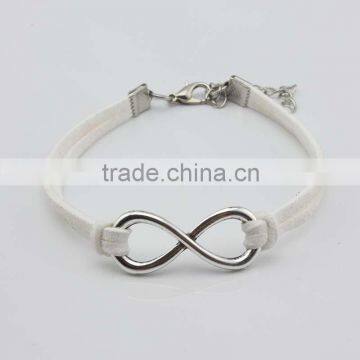 Hotselling cheap price infinity leather bracelets silver 8 styles man/woman bracelet