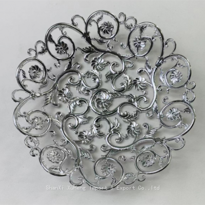 Wedding Gift Decoration Hollow Out Fruit Plate Silver Snack Tray Plate Storage Decorative Plastic Tray