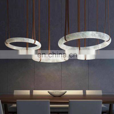 Wholesale Modern Creative Luxury Restaurant Round Hanging Lamp Alabaster Chandelier photo-3