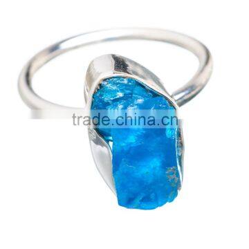 925 SOLID STERLING FINE SILVER NICE ROUGH APATITE RING