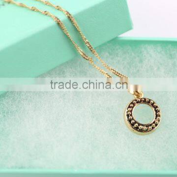 Fashion Design Simple Gold Plated Wave Brass Chain Ring Necklace photo-3