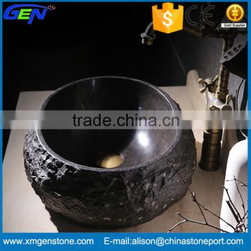 High Quality Bathroom Natural Black Granite Round Sink Design