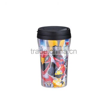 250ml double wall plastic DIY travel mug with changing paper insert