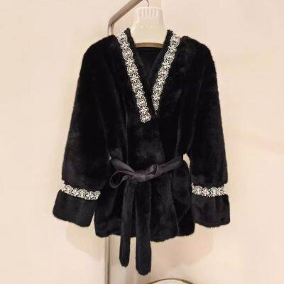 The 2024 winter new faux mink fur and fur one-piece high-end fur coat is fashionable, stylish and slimming for women